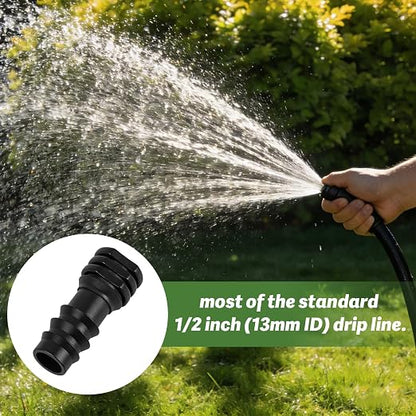 20 Pack 1/2 Inch Drip Irrigation Barbed End Plug Fitting, 1/2'' Dripline End Cap Connectors for 1/2 Inch Irrigation Tubing (0.520"ID-0.650" OD) for Garden Lawn Irrigation System