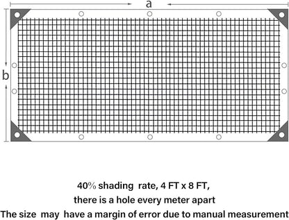 winemana 40% Shade Cloth for Garden- 4x8 FT Breathable Mesh Tarp for Vegetables & Plants, Outdoor Patio Sun Shade with Grommets - Chicken Coop, Dog Kennel Cover