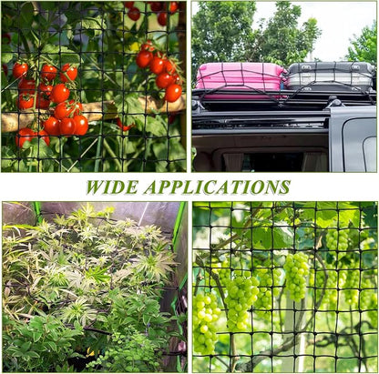 2 Pack 5x5 ft Elastic Trellis Netting for Grow Tent, Heavy Duty Plant Support Net with Steel Hooks and 100 Zip Ties, Black Garden Trellis Net for Tomatoes, Cucumbers, Vines
