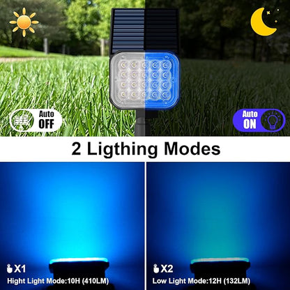 Solar Spot Lights Outdoor, Blue Solar Lights Outdoor Waterproof IP65, Adjustable Panel Landscape Spotlights for Tree Yard Halloween Christmas Landscape Decor, 6 Pack