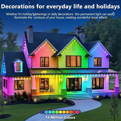 LETIANPAI 300FT Permanent Outdoor Lights,RGB Eaves Light with App Control Remote,DIY Scene Modes IP67 Waterproof Under Eave Lighting,Outdoor Lights for Decor,Garden Decor,House,Party