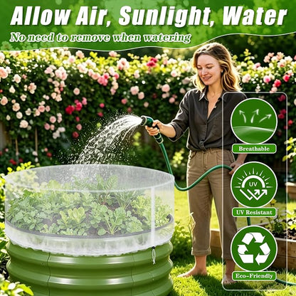 2 Pack Garden Netting for Raised Beds, 2x2FT Round Raised Garden Bed Plant Covers Protection Nets, Fine Mesh Bird Netting Pest Barrier Screen with Drawstring for Protecting Vegetables Fruits Crops