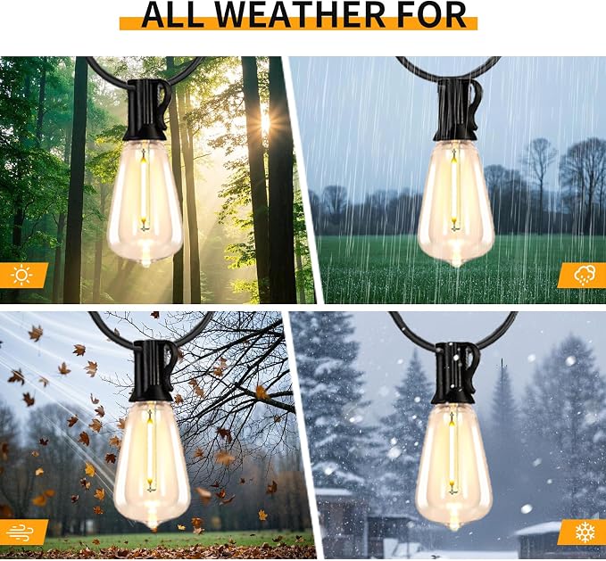 100FT Solar String Lights Outdoor Waterproof, 32 Shatterproof with Edison Bulbs,Solar Powered Outdoor Lights with Remote, LED String SolarLights for Garden, Backyard, Parties