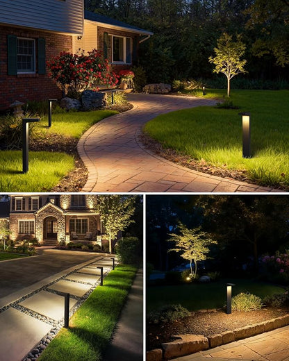 SUNVIE LED Low Voltage Landscape Lighting Kit Outdoor Waterproof Low Voltage Pathway Lights Wired with Spotlights 3000K Modern Outdoor Landscape Lights with Connectors for Path Yard Garden, 12 Pack
