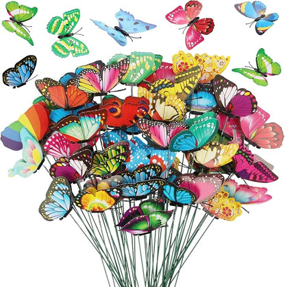 30PCS Butterfly Decor Outdoor Butterfly Garden Stakes for Garden Decor | 3D Waterproof Colorful Artificial Butterflies Picks for Crafts Flower Arrangements Outdoor Indoor Spring