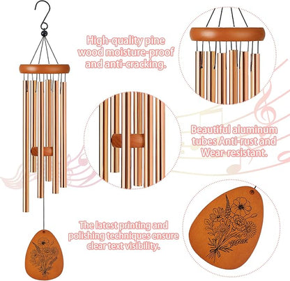 Gigi Gifts, Gigi Wind Chimes for Outside, Heartfelt Love Quote Floral Design Windchime for Home Garden Patio Yard Decor