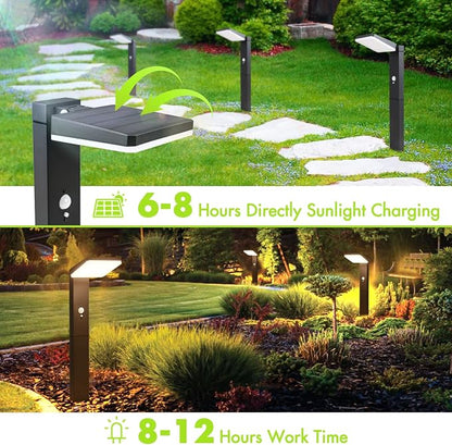 Solar Pathway Lights Outdoor, Larger 20" Super Bright 600LM Motion Sensor Solar Path Light, Die-Cast Aluminum, 72 LED, Waterproof, 3 Modes Dusk to Dawn Garden Driveway Walkway