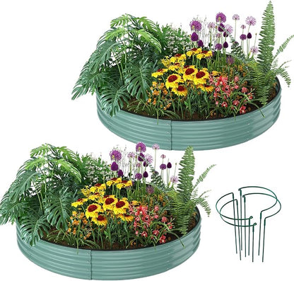 ZFHgarden Galvanized Metal Planter Raised Garden Bed Kit for Gardening Outdoor Garden Box Raised Flower Bed 2PC Green 3X3X1FT