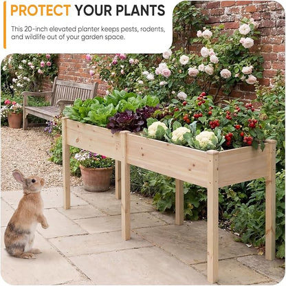 NEWBULIG Raised Garden Bed Wood 72x23x30in, Elevated Wooden Planter Box Stand with Legs for Outdoors Balcony Backyard, Raised Garden Bed for Planting Herbs Flowers Vegetables, Natural Wood