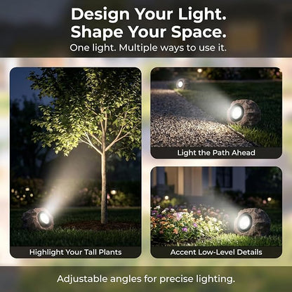Solar Rock Lights Outdoor – 2 Pack Waterproof LED Landscape Garden Spotlights, Realistic Stone Design, Wireless Solar Powered Pathway Lights for Yard, Walkway, Patio & Lawn Decoration (Auto On/Off)