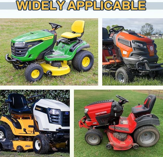16x6.50-8 Tubeless Tire and Wheel, 16x6.5-8 Lawn Mower Tires, 3"-4.5" Offset Hub, 3/4" or 5/8" Bearing, Fit Riding Mower and Garden Tractor Front Wheels, 4 Ply, V-Turf Pattern, 2 Pack