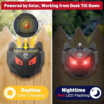 2 Pack Solar Nocturnal Animal Repeller with Red LED Flashing Lights – Effective Coyote, Raccoon, Skunk, Deer & Hawk Deterrent – Waterproof Predator Lights for Yards, Gardens & Chicken Coops