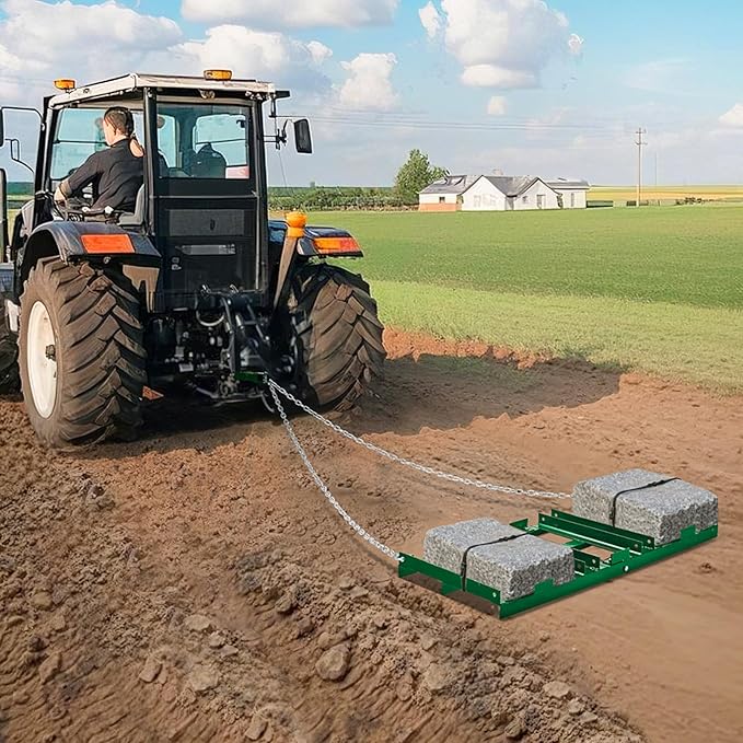 VEVOR Drag Harrow, 4 ft Heavy Duty Tow Behind Drag Harrow with Adjustable Bars & 72 in Chain, Driveway Grader Landscape Rake for ATV, UTV, Tractor, Mower Tow Behind Yard Lawn Leveling Tool