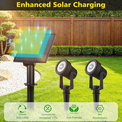 T-SUN Solar Spotlights Outdoor Waterproof, 2-in-1 Solar Landscape Spotlights LED Garden Spot Lights for Yard Tree Garden Pond Pool Area (Warm White)
