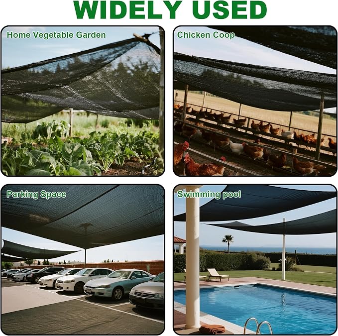 winemana 120x6 FT Outdoor Shade Cloth for Garden & Plants - 40% Large Black Mesh Tarp, UV Resistant Woven Shade Fabric for Greenhouse Farm Row Cover Vegetables Sun Protection Poultry Run