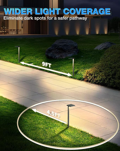 SUNVIE Low Voltage Landscape Lighting with Connectors 5W Anti-Glare LED Pathway Lights Wired Waterproof Outdoor Landscape Path Lights for Walkway Yard Garden Patio ETL Listed Cord, 8 Pack