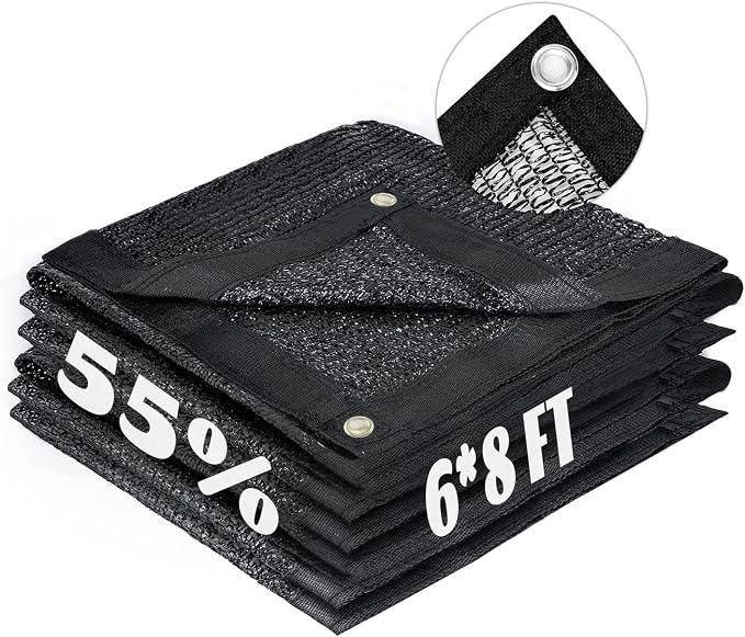 LOVE STORY 6x8FT 55% Black Shade Cloth Sun Shade Net with Grommets Sunblock Net Mesh Tarp for Garden,Plants Cover,Greenhouse and Patio