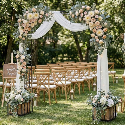 Garden Arch with Planter Boxes, Metal Arbor Trellis for Climbing Plants Outdoor, Heavy Duty Iron Archway for Wedding Ceremony Party Backyard Lawn Patio Decor, Black