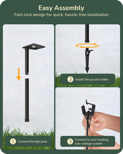 EDISHINE Low Voltage Landscape Lighting, Landscape Path Lights with Pyramid Exterior, Aluminum, 3000K & 50000Hrs, Outdoor Pathway Lights Wired for Garden, Yard, Driveway, 4 Pack