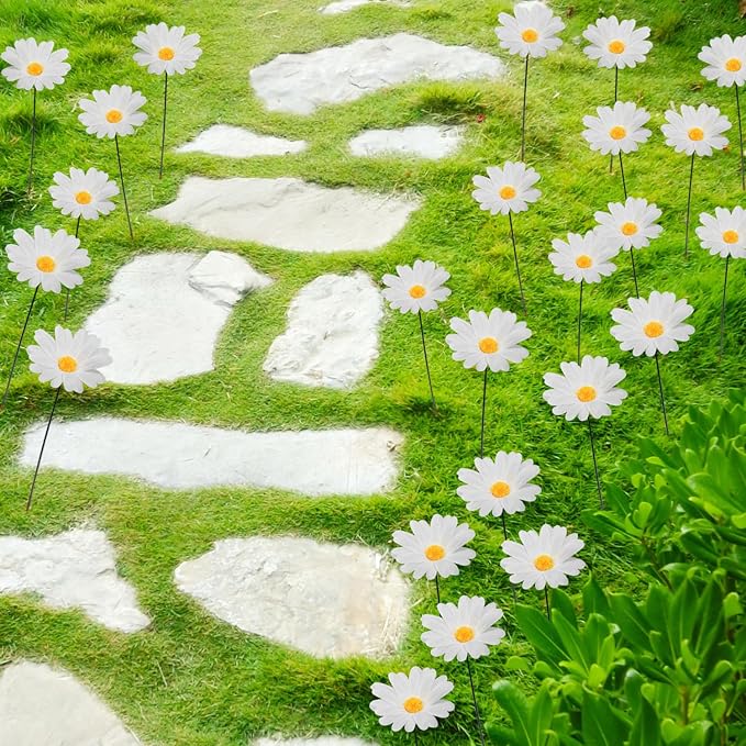 Garden Stakes Decor,10Pcs Garden Stakes Decorative Outdoor Lawn Pathway Patio Plant Pot Art Stick Yard Art Decorations for Pot Lawn Patio Corridor Flower Bed Outdoor Plant (Sunflower 10PCS)