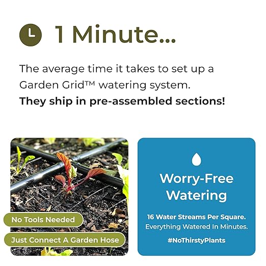Garden Grid Watering System - 2x8 Standard | Preassembled Garden Watering System for Raised Garden Beds | 1-Min Setup, USA-Made, Lasts 5-10x Longer Than Drip & Soaker | 22.5"x88"
