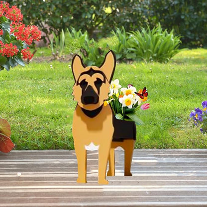 German Shepherd Dog Planter Pots, 9.45x 5.51 x 13.82 Inches | Dog Flower Pot, Cute Animal Shaped Plant Pot, Gifts for Women & Pet Lovers, Indoor Outdoor Garden Home Office Decor