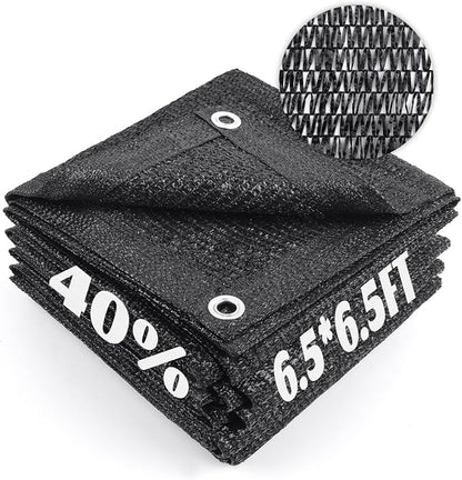 Cool Area 40% Sun Shade Cloth Mesh Tarp with Grommets for Plant Cover 6.5x6.5ft Patio Canopy Garden Pergola Greenhouse Car Barn Kennel Black