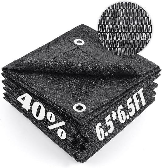 Cool Area 40% Sun Shade Cloth Mesh Tarp with Grommets for Plant Cover 6.5x6.5ft Patio Canopy Garden Pergola Greenhouse Car Barn Kennel Black
