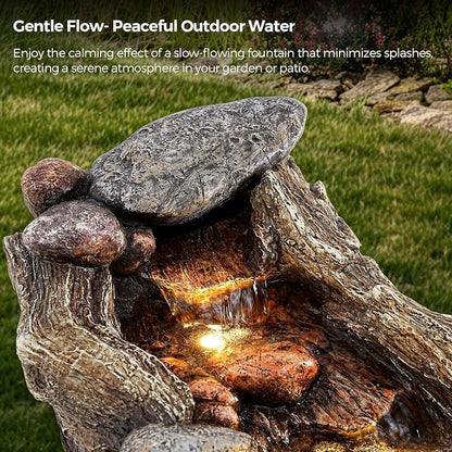 Jocoevol 60" Long Cascading Outdoor Rock Water Fountain, 5-Tier Tranquil River Waterfall, Realistic Rock Design, Serene Flowing Water Sound for Outdoor Garden, Patio, Landscaping, Home Decor