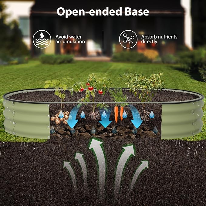 Winpull Raised Garden Bed Kit, 6x3x1 ft Galvanized Planter Box Outdoor with Safety Edging, Large Metal Raised Beds for Gardening Vegetables Flower Herb (Avocado Green)