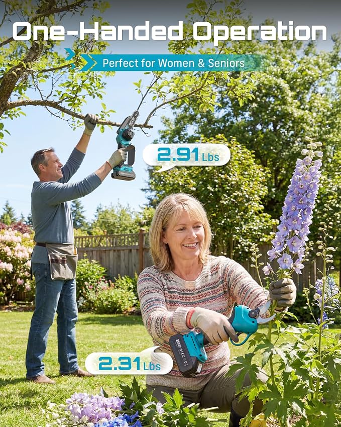 SEESII Mini Chainsaw & Electric Pruning Shears Combo, 6-inch Brushless Handheld Power Chain Saw, 1.2” Cutting Cordless Pruner for Tree Trimming, Tools Kit with 2x2000mAh Batteries, Fast Charger