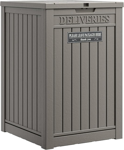 Package Delivery Box for Outside, Storage Box with Lockable Secure, Outdoor Resin Package Drop Container Waterproof for Backyard, Garden, Patio & Lawn, Grey