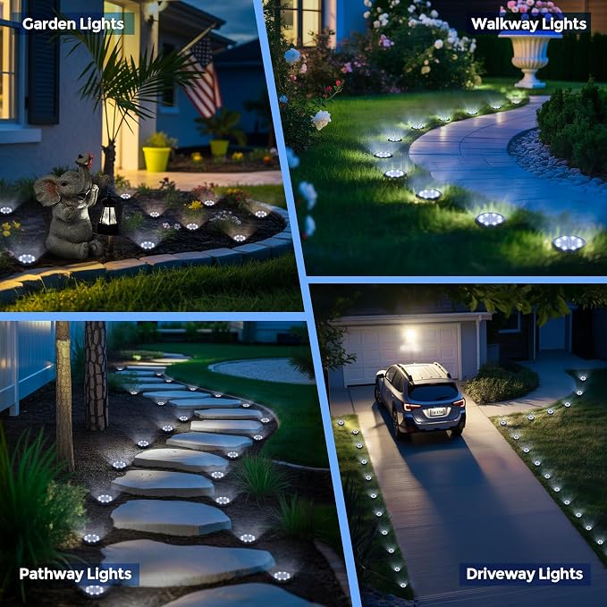 SOLPEX Mini Solar Ground Lights, 20 Pack Pathway Solar Lights Outdoor Waterproof, Garden Lights for Driveway Walkway Yard Landscape (Cool White)