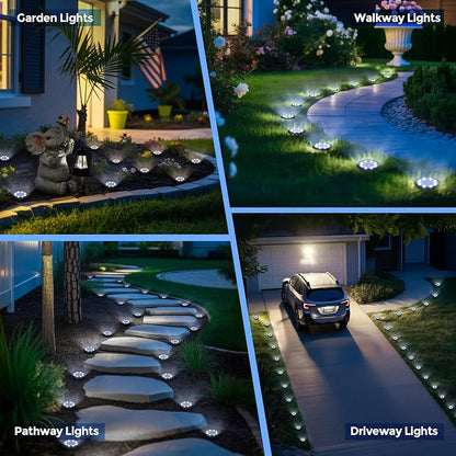 SOLPEX Mini Solar Ground Lights, 12 Pack Pathway Solar Lights Outdoor Waterproof, Garden Lights for Driveway Walkway Yard Landscape (Cool White)