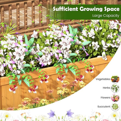 Giantex Raised Garden Bed, Wooden Planter with Drainage Holes, Rectangular Plant Box for Vegetables Flowers Herbs Fruit Growing, Raised Container for Garden Patio Balcony, Easy Assembly