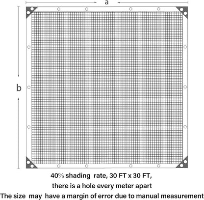 winemana Black Shade Cloth 30x30 FT– 40% Sun Shade Mesh Tarp for Greenhouse, Garden, Patio, Dog Kennel, Chicken Coop, and Outdoor Protection, Plants Cover Shade Netting with 2 Reinforced Grommets