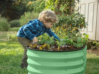 Plant & Plot Galvanized Raised Garden Beds Outdoor // 4×2×1 ft (2-Pack) Planter Raised Beds for Gardening, Vegetables, Flowers (Light Green) // Large Metal Garden Box
