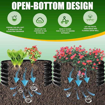 TBMLC 17" Tall Elevated Round Metal Rised Garden Bed- 3.3'x3.3' in Size and 0.8MM Thick Durable Planter Box for Vegetables Flowers Succulent at Patio/Garden Outdoor (Black, 3.3FT Diameter)