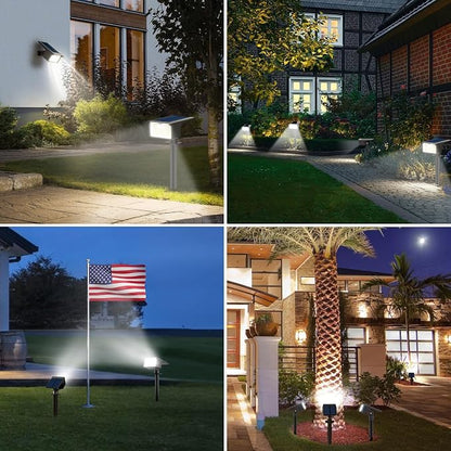nipify 2 Pack 62 LED Solar Spot Lights Outdoor Motion Sensor with 3 Modes | 2-in-1, Auto ON/OFF, Solar Powered, Waterproof Landscape Spotlights for Outside Yard Wall Garden, Cool White