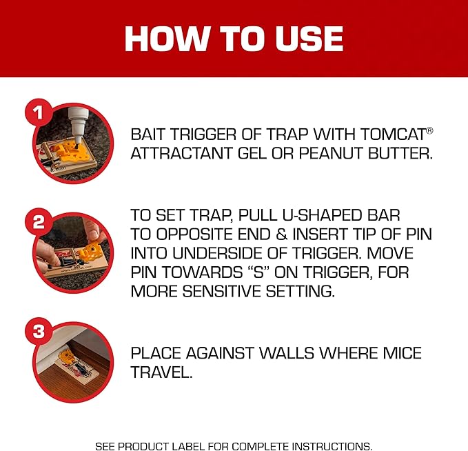 Tomcat Mouse Traps (Wooden), 24 Traps | Disposable Non-Chemical Mouse Trap for Homes, Garages and Basements, 12 Packages Each with 12 Traps