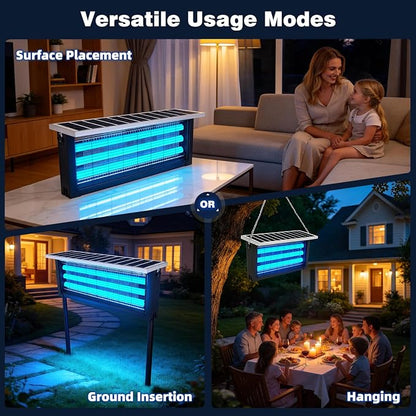 Large Solar Bug Zapper with High Powered for 4000 sq.ft, Powerful Outdoor Mosquito Zapper, Rechargeable Electric Fly Zapper for Patio Garden Backyard RV Camping Swimming Pool Pest Control