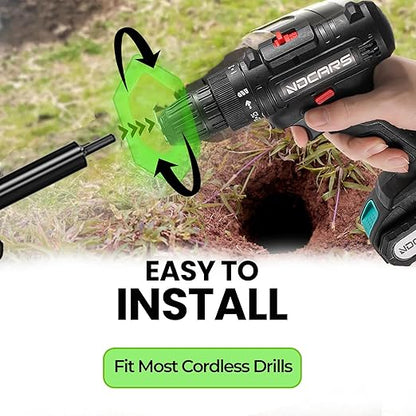 K-Brands Auger Drill Bit for Planting – 1.6 x 9 Inch & 3 x 9 Inch Set - Garden Spiral Hole Drill and Bulb Planter Tool - Bedding Plants, Umbrella Holes - 3/8 Inch Hex Drive Drill