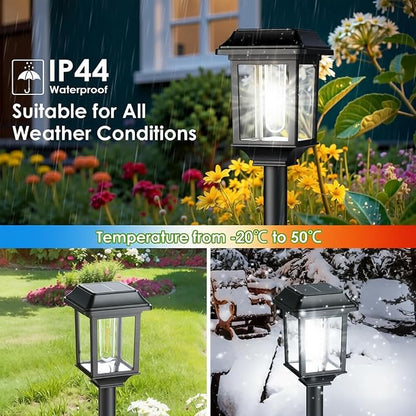 Mancra Solar Outdoor Lights Waterproof, 8 Pack Metal Glass Solar Pathway Lights Outdoor Lighting Garden Decor for Landscape Path Yard Patio Driveway (Cool White)
