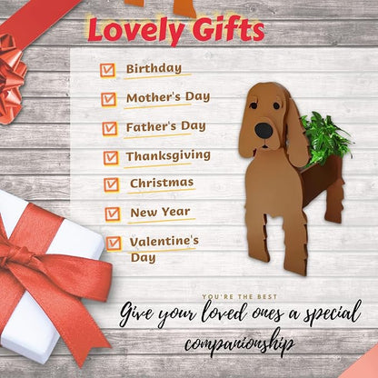 Brown Cocker Spaniel Dog Planter Pots, 9.45 x 9.17 x 13.39 Inches | Dog Flower Pot, Cute Animal Shaped Plant Pot, Gifts for Women & Pet Lovers, Indoor Outdoor Garden Home Office Decor