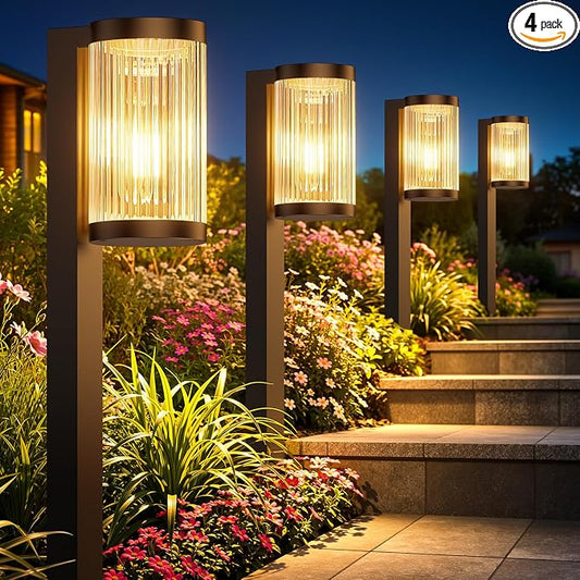 ELECLINK Solar Pathway Lights Outdoor, 4 Pack Upgraded Outdoor Solar Lights for Outside Super Bright Up to 15Hrs, IP65 Waterproof Solar Garden Lights for Yard Path Walkway Decor Landscape Lighting