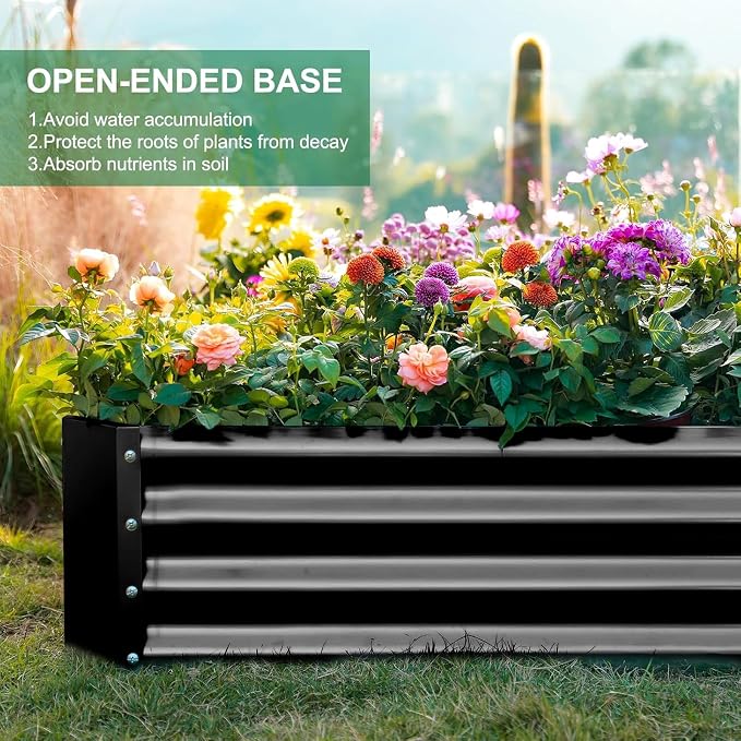 Land Guard 3 Pack 6×3×1ft Galvanized Metal Raised Garden Bed, Metal Planter Kit Box Outdoor for Deep-Rooted Vegetables, Flowers, Green and Herbs, Gray