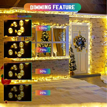 JMEXSUSS 2 Pack Solar String Lights Outdoor Waterproof, Total 400 LED 151FT Solar Christmas Lights Outdoor, 8 Modes Christmas Light for Outside Patio Yard Tree Decorations, Warm White to Multicolor
