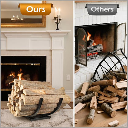 Curved Firewood Rack Holder Outdoor: 30 Inch Heavy-Duty Firewood Rack, Indoor/Outdoor Fireplace Log Holder - Rust-Resistant, Portable & Tool-Free Assembly