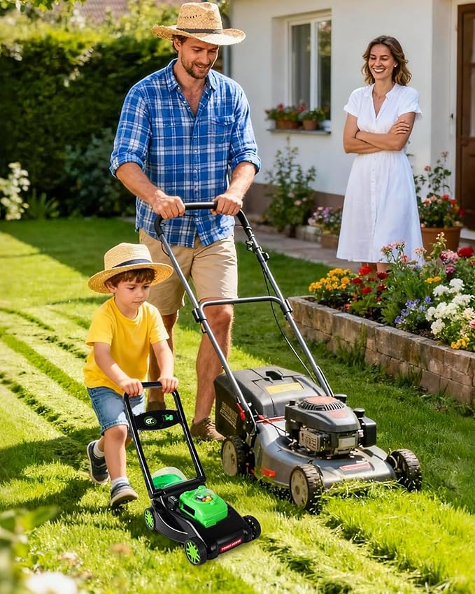 Kids Lawn Mower with Realistic Grass-Cutting Action and Sounds – No Batteries Required | Fun Outdoor Push Toy, Birthday Gift & Holiday Present for 3, 4, 5, 6Year Old Boys and Girls (Black)