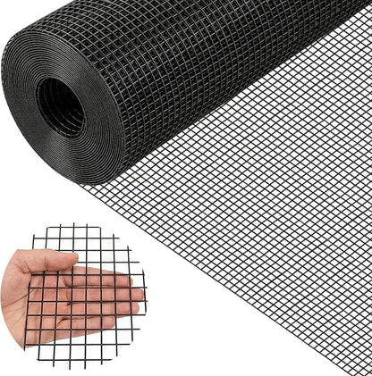 Black Hardware Cloth 1/2in Mesh 48in x 50ft, Chicken Wire Fencing PVC Coated 19 Gauge, Welded Chicken Wire for Rodent Proofing, Tree Guard, Garden Fence, Poultry Netting